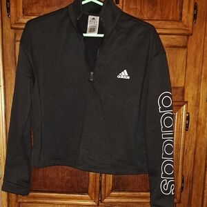 Adidas Cropped Black Half-Zip Pullover